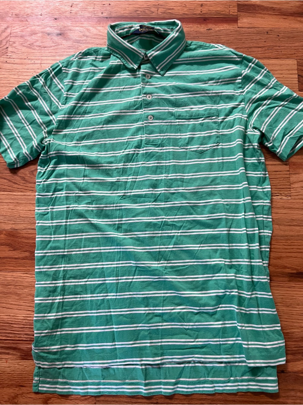 Ralph Lauren Green and White Striped Polo Shirt